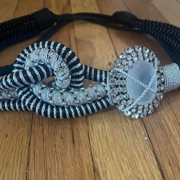 Black Vintage Rhinestone Rope Belt